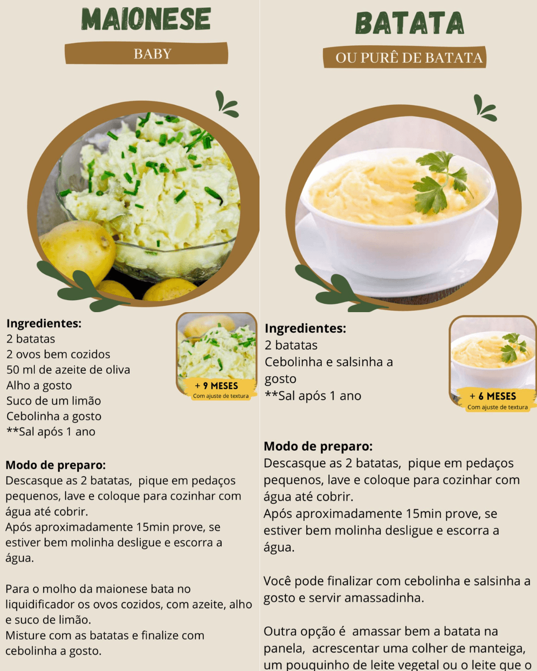 Maionese Baby e Batata